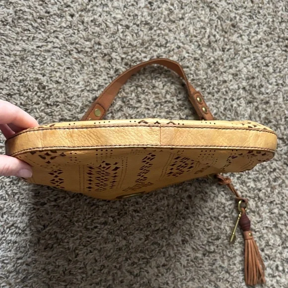 Fossil Brown Leather Cutout Shoulder Bag - Picture 8 of 16